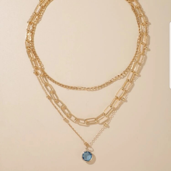*Aviva* Blue Stone Layered Necklace - Picture 2 of 5